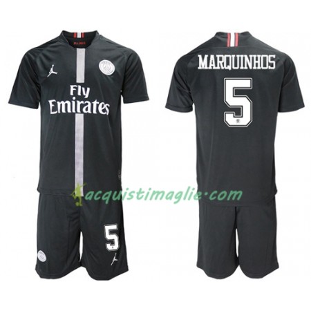 Divisa di Calcio Paris Saint Germain Marquinhos 5 Jodan Giallo Bambino Terza 2018/2019